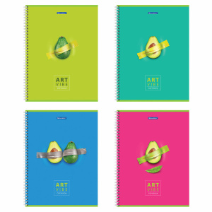 Тетрадь А4 96л. клетка на спирали BRAUBERG, обложка глянцевый лак, «Avocado»
