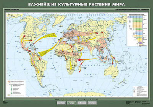 Учебн. карта "Важнейшие культурные растения мира" 100х140 7 класс