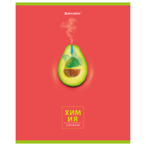 Тетрадь предметная AVOCADO 48л, глянцевый лак, ХИМИЯ, клетка, подсказ, BRAUBERG