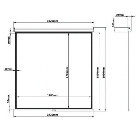 Экран проекционный BRAUBERG WALL, матовый, настенный, 180х180 см, 1:1, 236726 