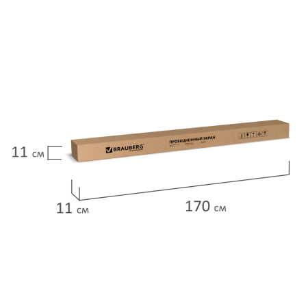 Экран проекционный BRAUBERG WALL, матовый, настенный, 150х150 см, 1:1, 236725
