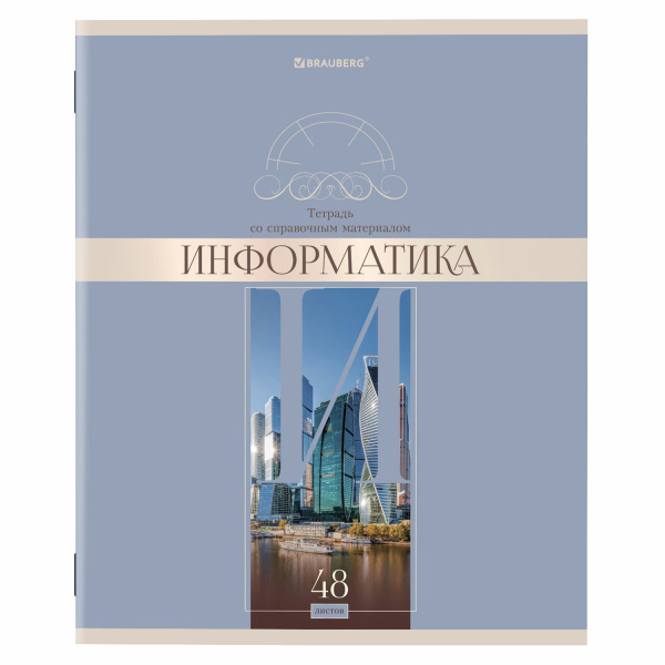 Тетрадь предметная DELIGHT 48л, обложка картон, ИНФОРМАТИКА, клетка, BRAUBERG