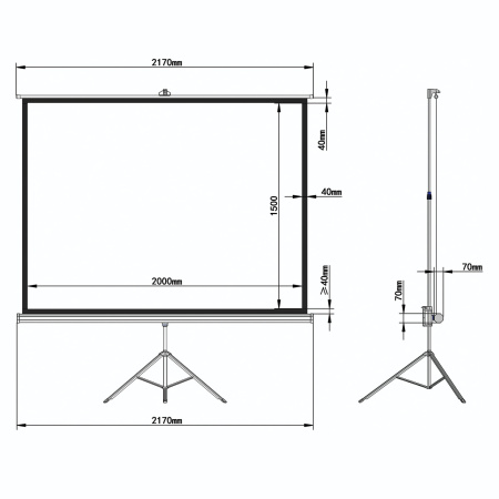 Экран проекционный на треноге (150х200 см), матовый, 4:3, BRAUBERG "TRIPOD", 236732